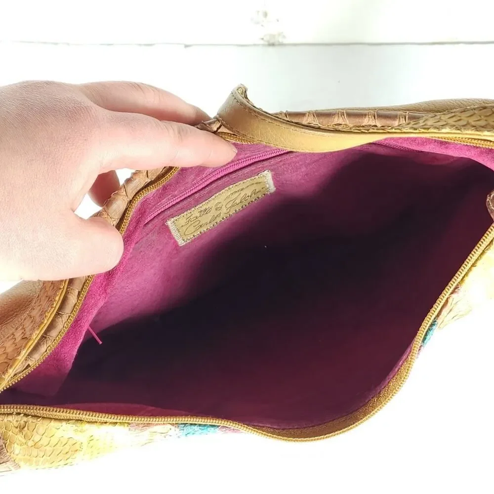 CARLOS FALCHI Fato A Mano Genuine Python Multicolor Hobo Bag Handbag